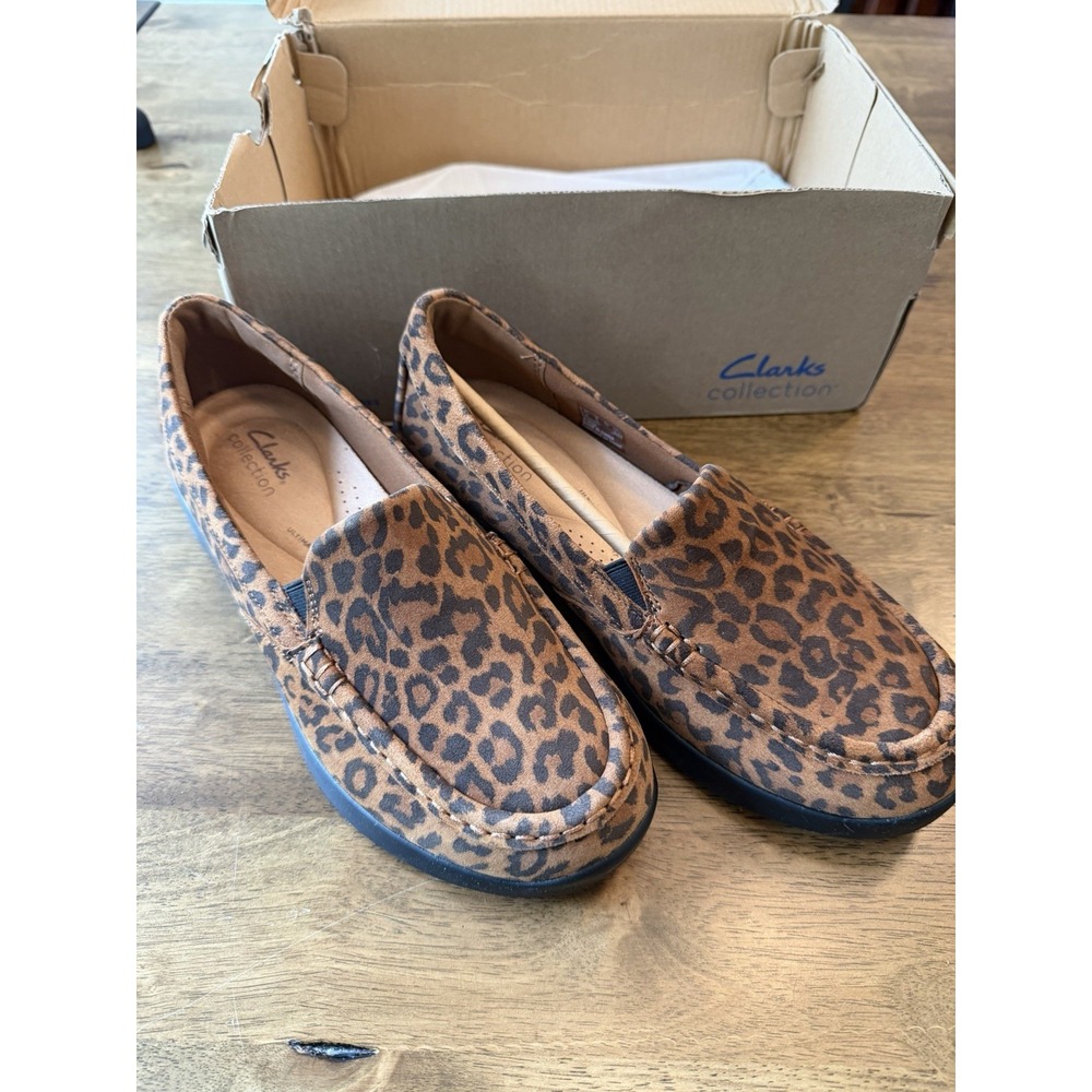 Clarks Collection Ellowyn Lux Leopard Print Loafers Womens Size 8 Wide Shoes